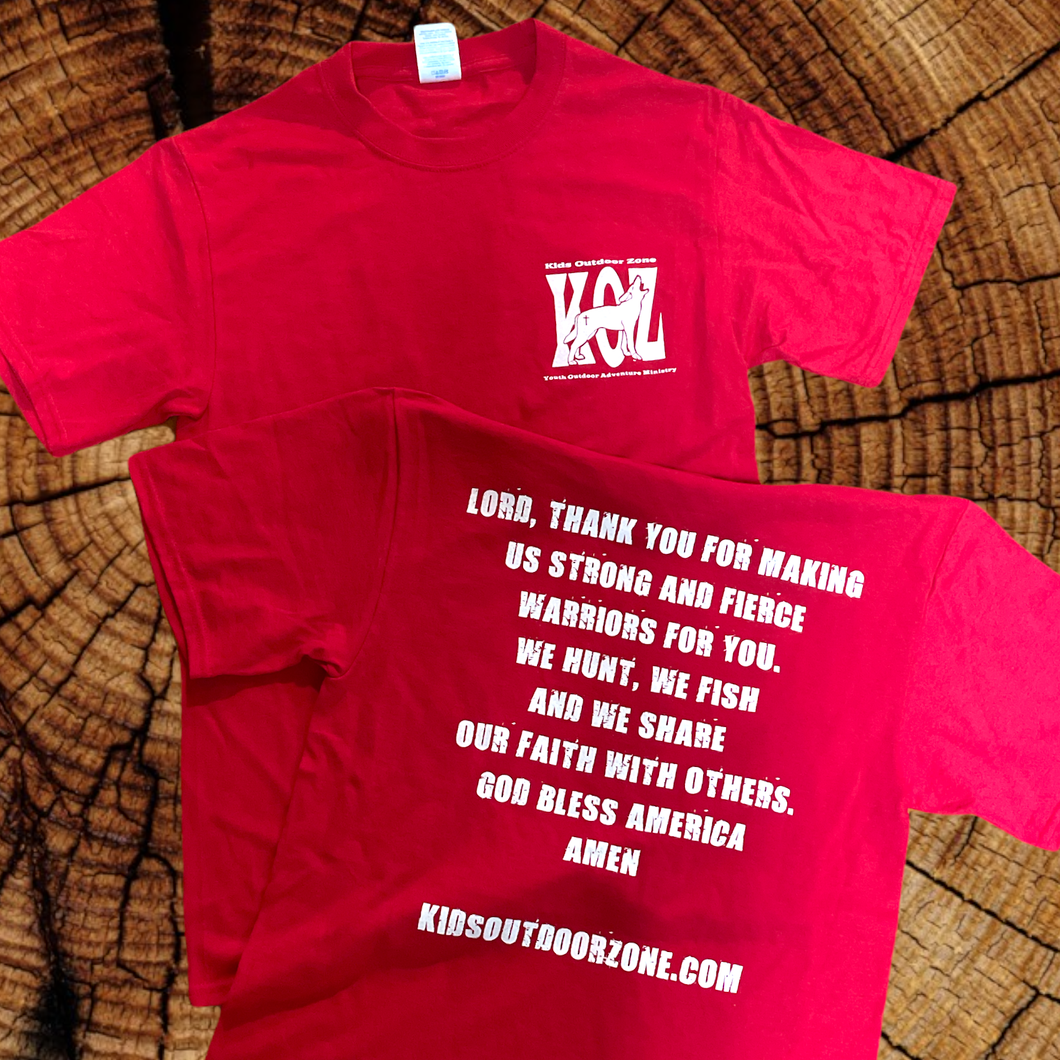 ADULT RED T-SHIRT WITH KOZ PRAYER